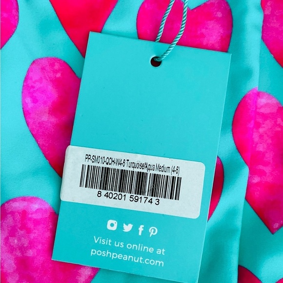 NWT Posh Peanut Women's 1 Pc Bathing Suit Swimsuit Hearts Medium 4-6 - Picture 4 of 4